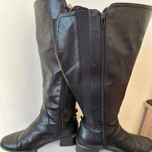 Penningtons Black Leather Tall Extra Wide Calf Fashion Boots / Size 11W